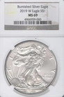 2019 W AMERICAN BURNISHED SILVER EAGLE - MS69