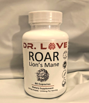 Dr. Love Roar Lion s Mane Mushroom Supplement   Plant-Based Formula with Cordy
