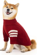 Red Dog Sweater Size Medium Cable Knit Turtleneck Warm Winter Pet Outfit