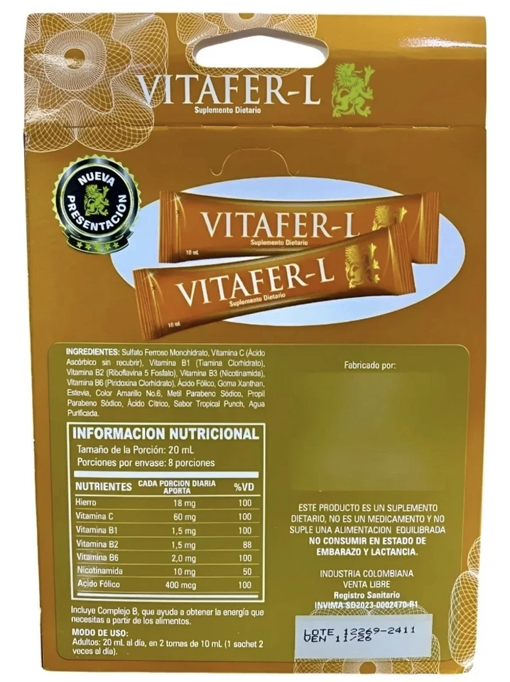 Bolsas multivitamínicas unisex VITAfers 16 X 10 ml Foto 2 de 2