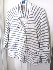 Dolan Left Coast Collection Stripe Dble Breast Snap Front Jacket Women's Small 