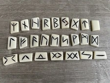Set of 25 Bone Rune Stone, Elder Futhark,Meditation Gift