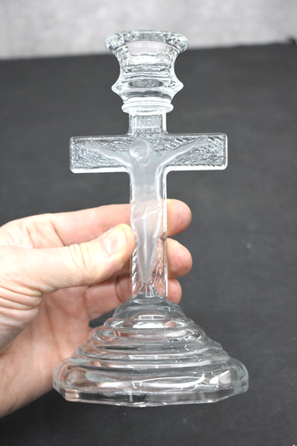 Glass Crucifix, Collectible Candlestick, 7 1/4" ht. (CA99) chalice co - Bild 7 von 10