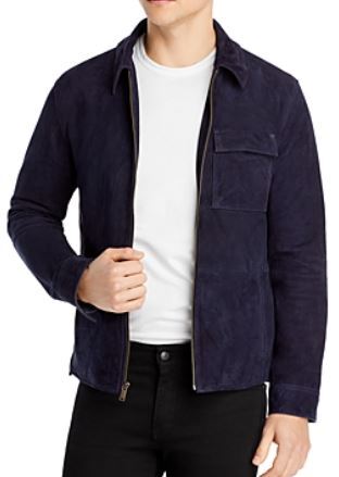 John Varvatos Men's Ink Blue Milo Slim Fit Suede Shirt Jacket, 56 - Picture 1 of 4
