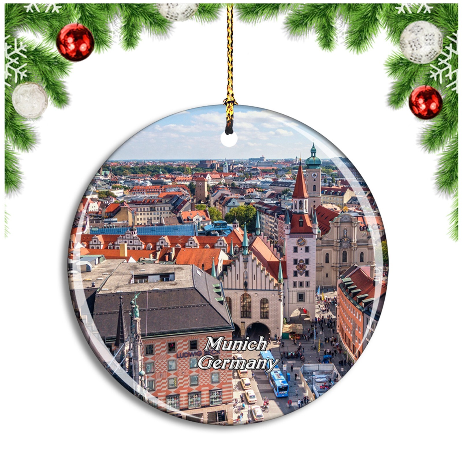 Munich Marienplatz Town Hall Germany Christmas ornament travel souvenir
