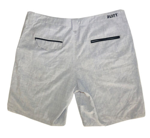 Rusty Men's Casual Golf Walk Shorts Size 38 Grey Patterned Surf Wear - Picture 2 of 8