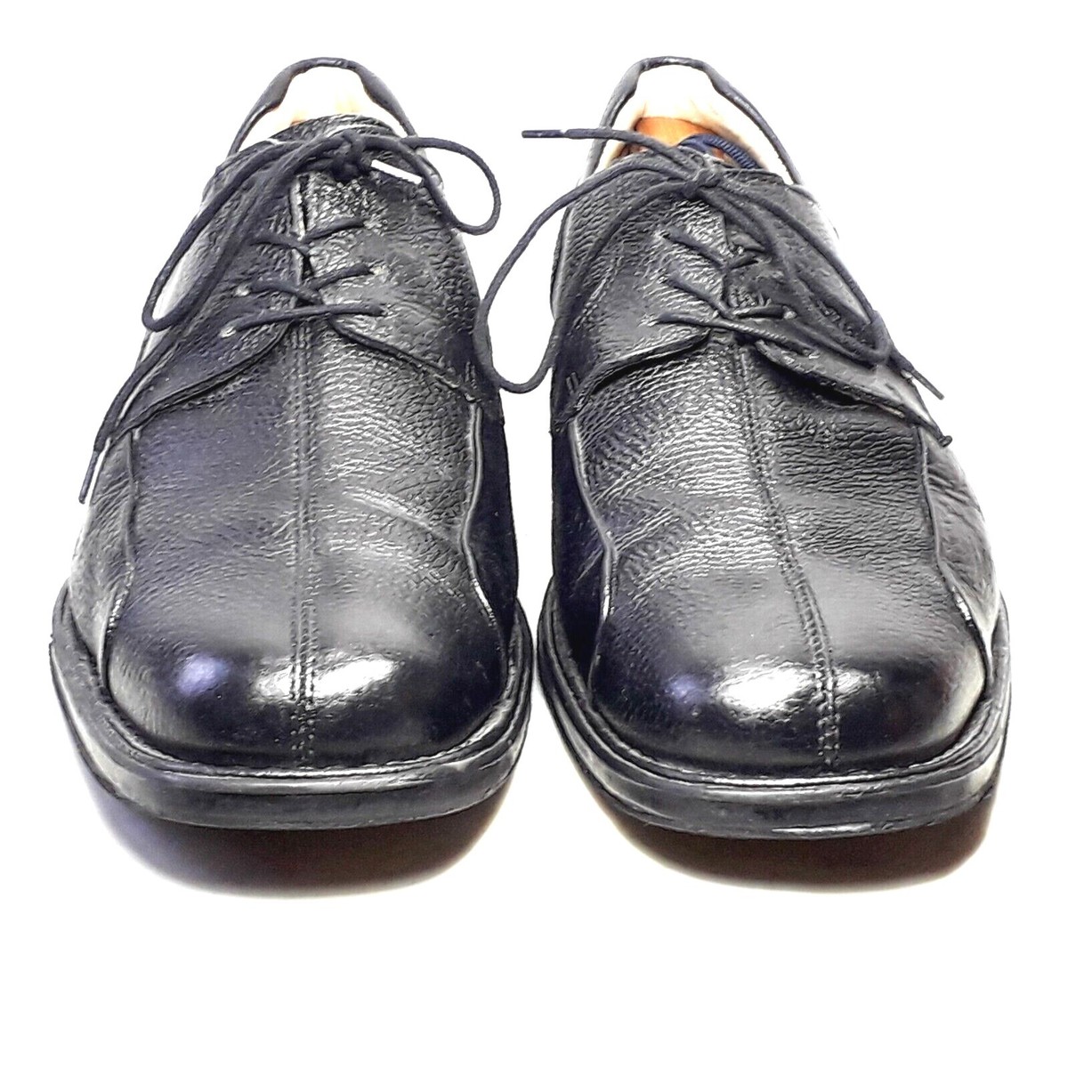 Belvedere Bay Bridge Mens Black Pebbled Leather Shoes 