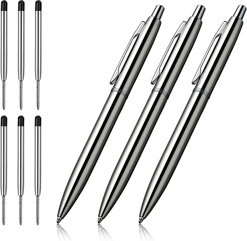 Ballpoint Pen, 3 Pcs Retractable Metal Pens, For Gift, Business, Office, 1.0mm 6 - Picture 9 of 12