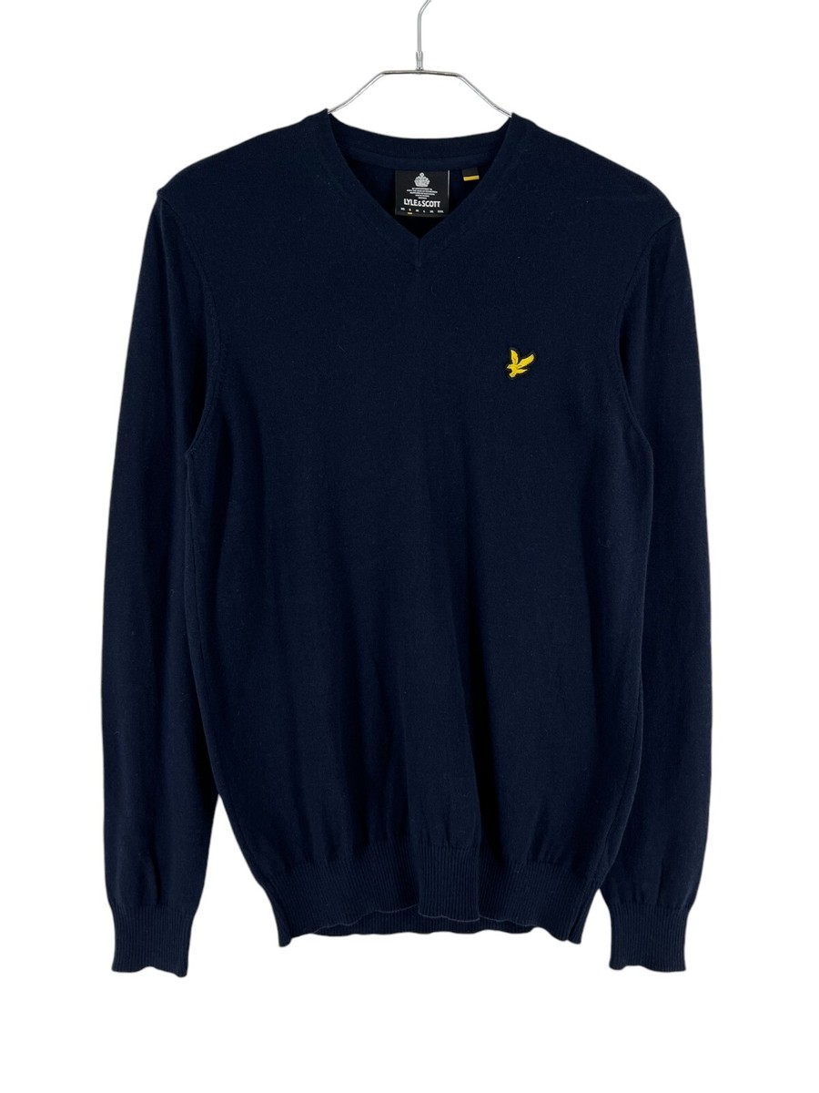 【新品未使用】Lyle & Scott ダークネイビー Vネックセーター　ウール Crew Sweatshirt Sweatshirt Lyle And Scott Black Jumper LYLE SCOTT