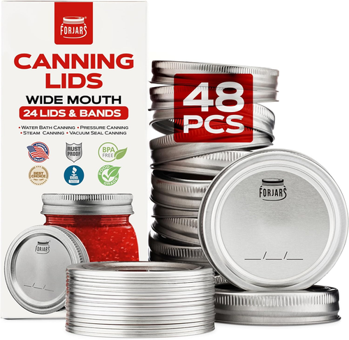 48Pcs/24Sets Wide Mouth Canning Lids and Rings – Create Airtight Seals on Mason