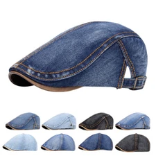 Men Denim Duckbill Newsboy Gatsby Flat Hat Golf Driving Beret Octagonal Ivy Cap