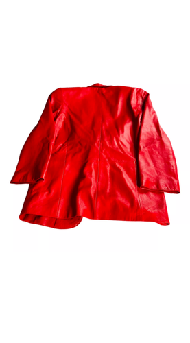 Evan Davies Women's Classic Cherry Red Nappa Lamb Leather Jacket Coat Size 4 - Picture 2 of 10