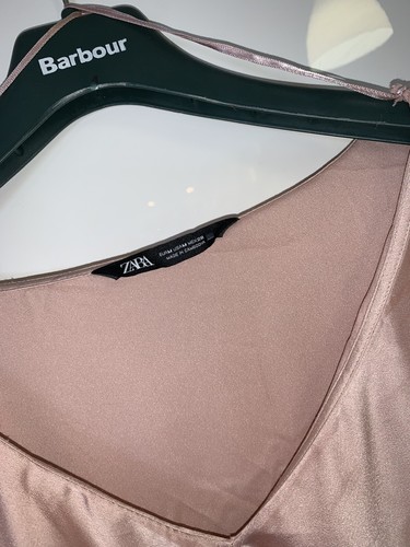 ZARA CAMICIA BLUSA SATINATA SATIN ROSA CIPRIA BALZE TG M - Foto 4 di 8