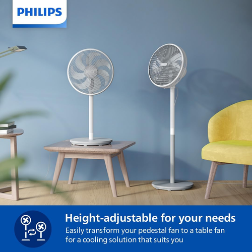 Pedestal Fan 2000 – Ultra-Quiet, 19dB, 2-in-1, Oscillating, 12H Timer, White - Picture 6 of 12