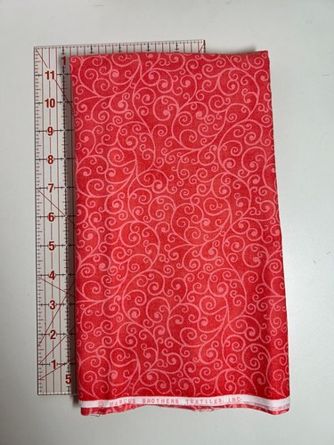 Marcus Brothers Textiles, Coral-orange fabric with light color vines, 3/4yd - Picture 3 of 4