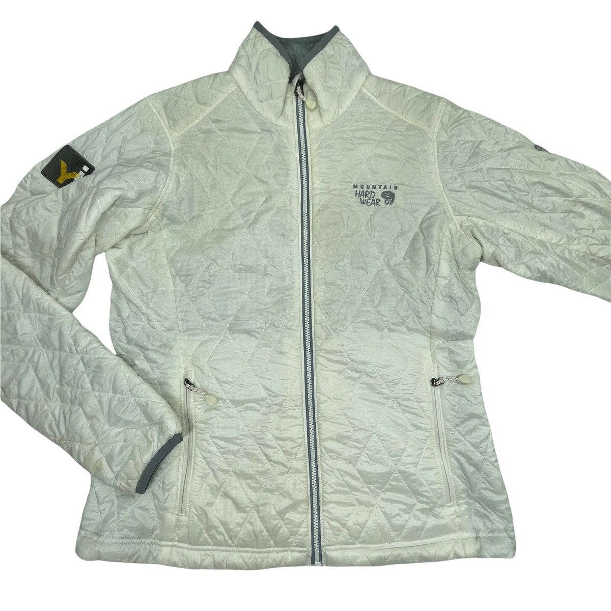 Mountain Hardwear Womens White 100% Nylon Logo Full Zip Quilted Jacket Size  M