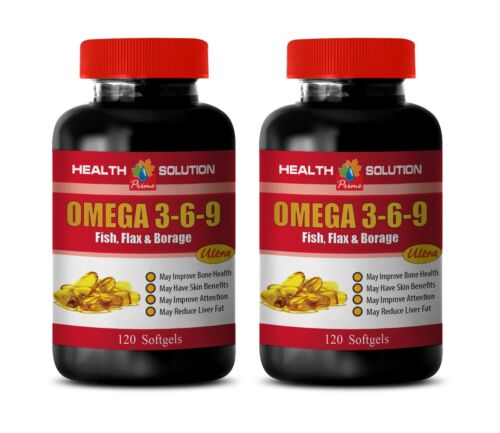 flaxseed oil - OMEGA 3-6-9 Fish Oil - improve attention 2 Bottles 240 Softgels