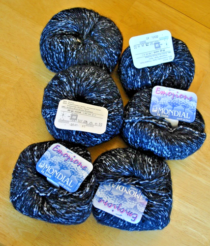 Lotto 6 Matassine Emozione Mondial La Lana Filato, 40% Mohair, 42% Nylon, 18% Acrilico