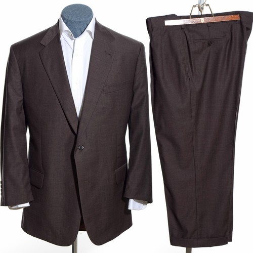 48R Short Jos A Bank Brown Nailhead Wool Two-Piece Suit 42x25 Trousers Jacket