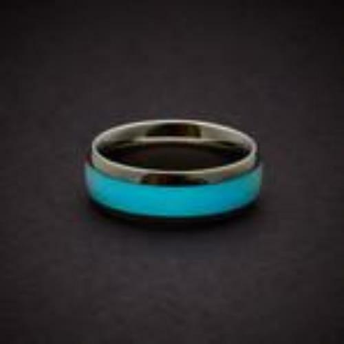 Titanium Ring Unisex White Glow in the Dark Ring Single Line Very Nice Looking! - Picture 6 of 6
