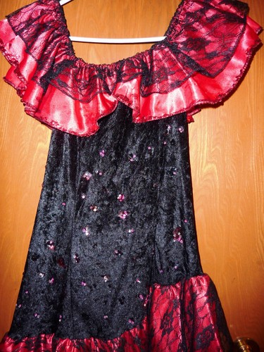 3 articoli costume, spagnolo Seniore, guanti, vestito, copricapo, M-L, danza, spettacolo, 8-10 - Foto 3 di 12