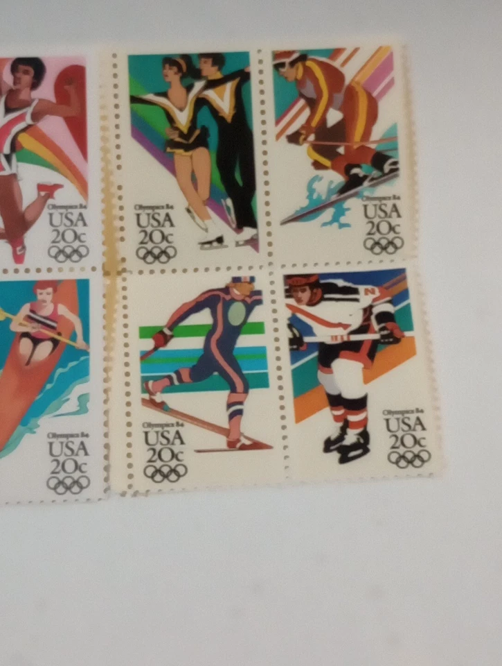20 CENT MINT NH OG SUMMER AND WINTER OLYMPICS 2 STAMP BLOCKS FV 1.60 CV 9.75 - Image 3 of 4