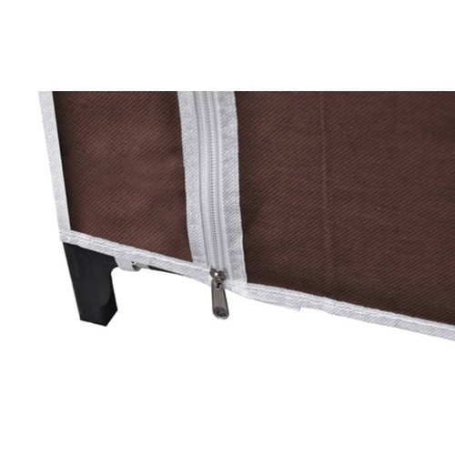 Foldable Closet Wardrobe Set Of 2 Fabric Clothes Cabinet With Hanging Rail Brown - Picture 7 of 9