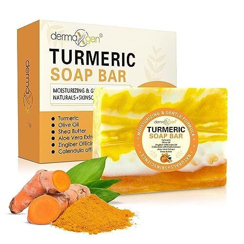 DERMAXN Organic Turmeric Soap Bar | e Natural Handcrafted Skincare, Face &