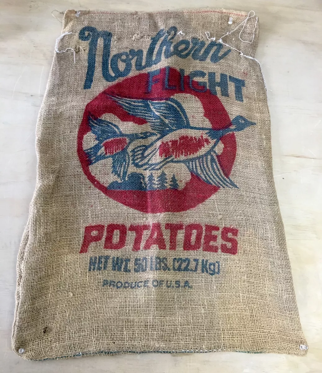 Vintage Northern Flight Potatoes 50 Pound Burlap Sack Cool