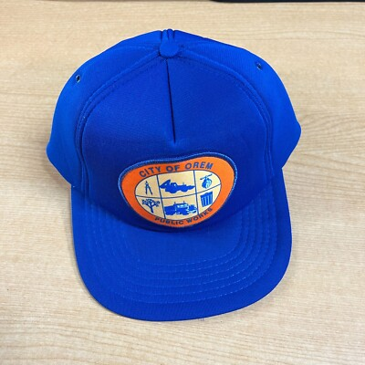 #ad Vintage City Of Orem Public Works TN Hat Blue Trucker Snapback Cap $12.99