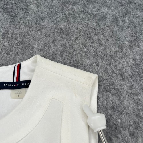 Tommy Hilfiger abito tubino crepe subacquea senza maniche bianco 2 NUOVO - Foto 9 di 16