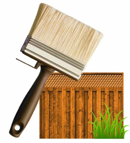 2 x 4" SHED FENCE & DECKING PAINT BRUSH GARDEN WALL TIMBER WOOD BLOCK PASTE WIDE - Picture 6 of 8