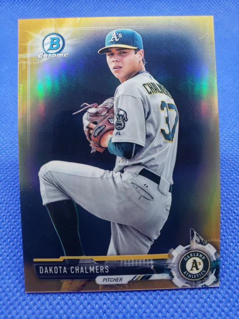 2017 Bowman Chrome Mini DAKOTA CHALMERS Gold REFRACTOR Karte #/50 OAKLAND A's