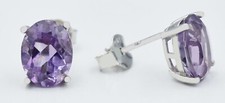 GENUINE 4.10 Cts AMETHYST STUD EARRINGS .925 Sterling Silver - MADE IN USA - NWT