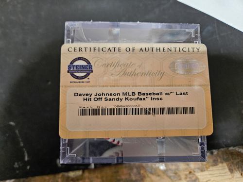 Davey Johnson autographed ML baseball Last hit off Sandy Koufax added Steiner - Picture 2 of 3