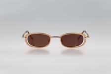 Robert Rudger 1950 150 27 Vintage 90s gold unique small rectangle sunglasses NOS