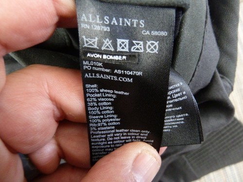 AllSaints Avon Bomber Jacket Men's Large 100% Leather Suede Varsity Style - Picture 6 of 13