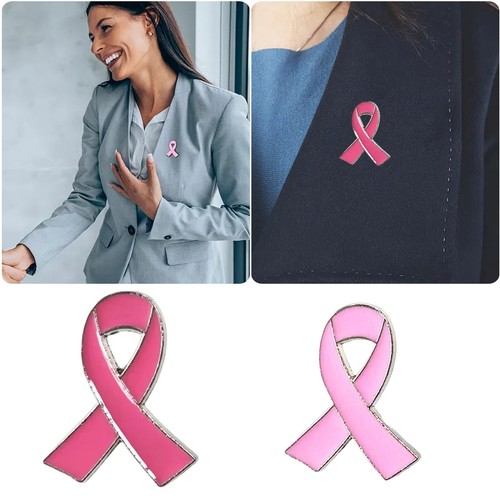 10Pcs Breast Cancer Awareness Brooch Lapel Pins Pink Ribbon Lapel Pins Pink - Picture 5 of 9