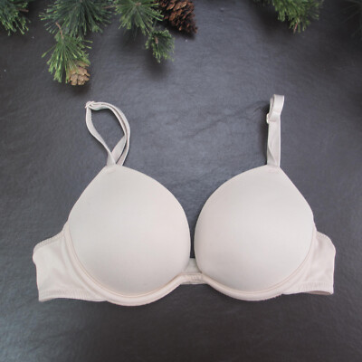 Victoria's Secret Bra 32A Beige Padded Adjustable Clasp Back