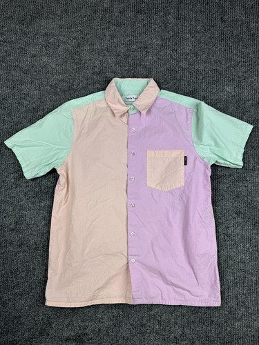 Teddy Fresh kleines Herrenhemd Freizeitfarbe Block Baumwolle kurzärmelig