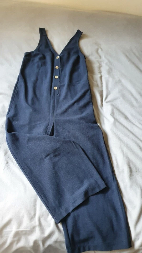 *FLASH SALE!* Blue Linen Style Jumpsuit Topshop  UK 6 US 2 - image 2 of 4