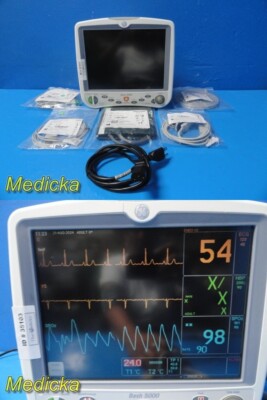 2013 GE Dash 5000 Monitor (CO2, NBP, ECG, SpO2, T/PRINT) W/ Patient Leads~ 35103