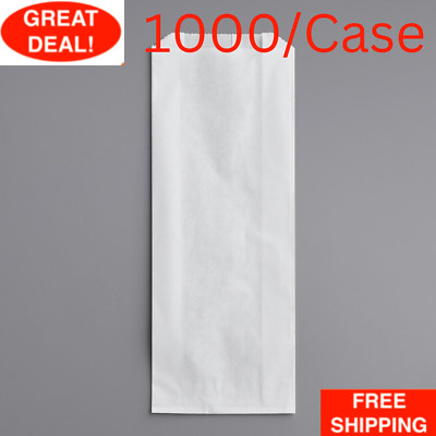 (1000 Pack) 3 1/2'' x 1 1/2'' x 9'' White Plain Paper Concession Food Hot Dog Bag