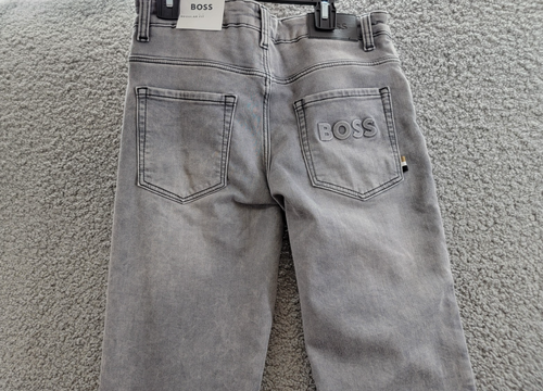 BOSS Regular Fit Jeans Big Boys' 14Y Denim Gray Faded Button Zipped Closure - Picture 13 of 18