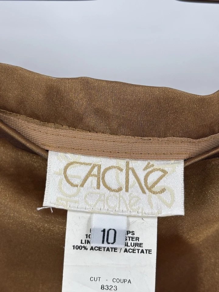 Maxi Falda Cache Vintage Para Mujer 10 Dorado Bronce Satinado Metálico Forrada Cremallera Foto 4 de 4