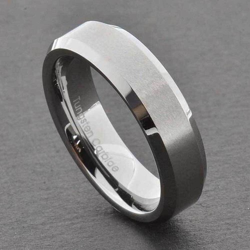 6mm Tungsten Carbide Women Men Wedding Ring Band Matte Top Bevel Edge - Picture 4 of 13