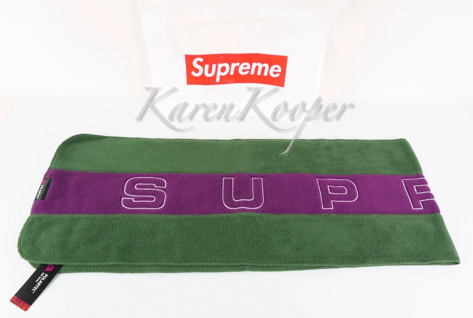 AUTHENTIQUE ÉCHARPE SUPREME POLARTEC ® VERT FW18 NEUF AVEC ÉTIQUETTES SCELLÉES