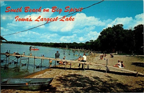 1950'S. SOUTH BEACH ON BIG SPIRIT LAKE. IOWA POSTCARD. SM11 - 第 1/2 張圖片