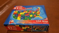 Melissa Doug USA Map Wooden Floor Puzzle State Info 51 pcs 3ft x 2ft EUC