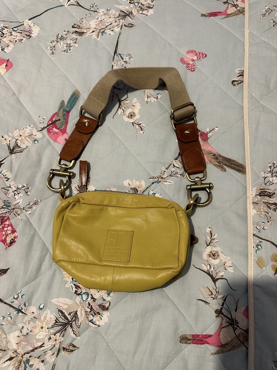 BETTY JACKSON BLACK Lime Ochre Leather Zip Top Shoulder Handbag 9
